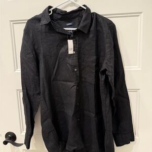 GAP Black Linen Boyfriend Shirt
